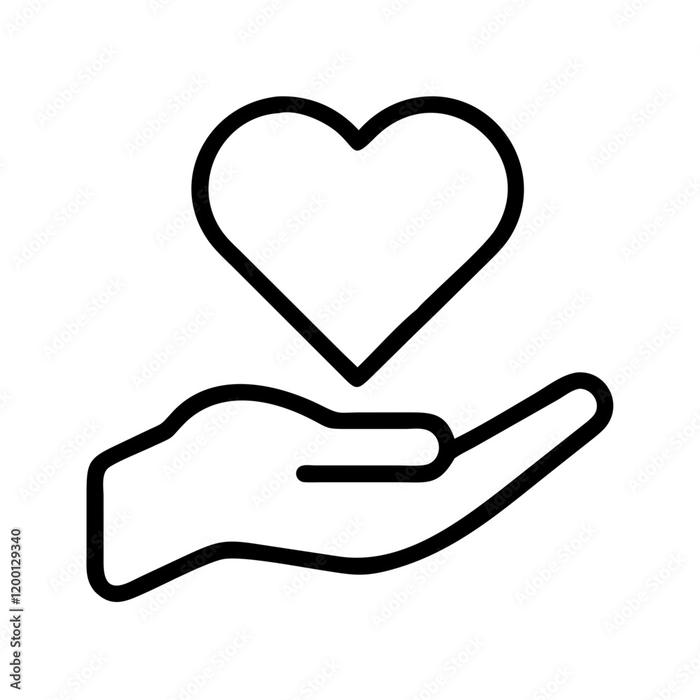 heart in hand icon, heart in hand line art - simple line art of heart in hand, perfect for heart in hand logos and icons and themed design heart in hand icon, heart in hand line art - simple line art of heart in hand, perfect for heart in hand logos and icons and themed design