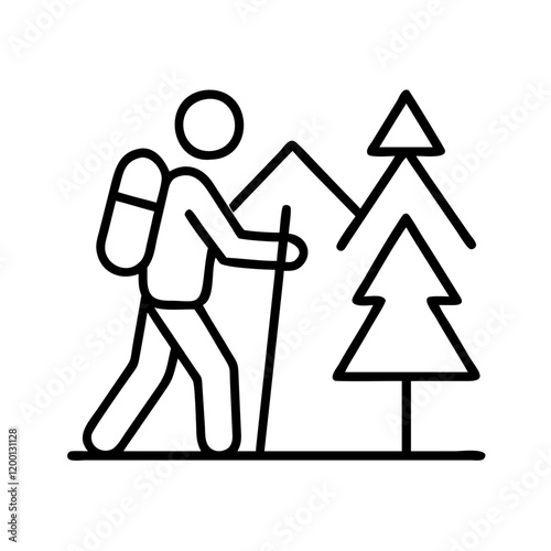 hiking icon, hiking line art - simple line art of hiking, perfect for hiking logos and icons and themed design 
