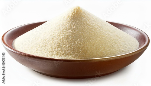 semolina in a bowl isolated on white background clipping path