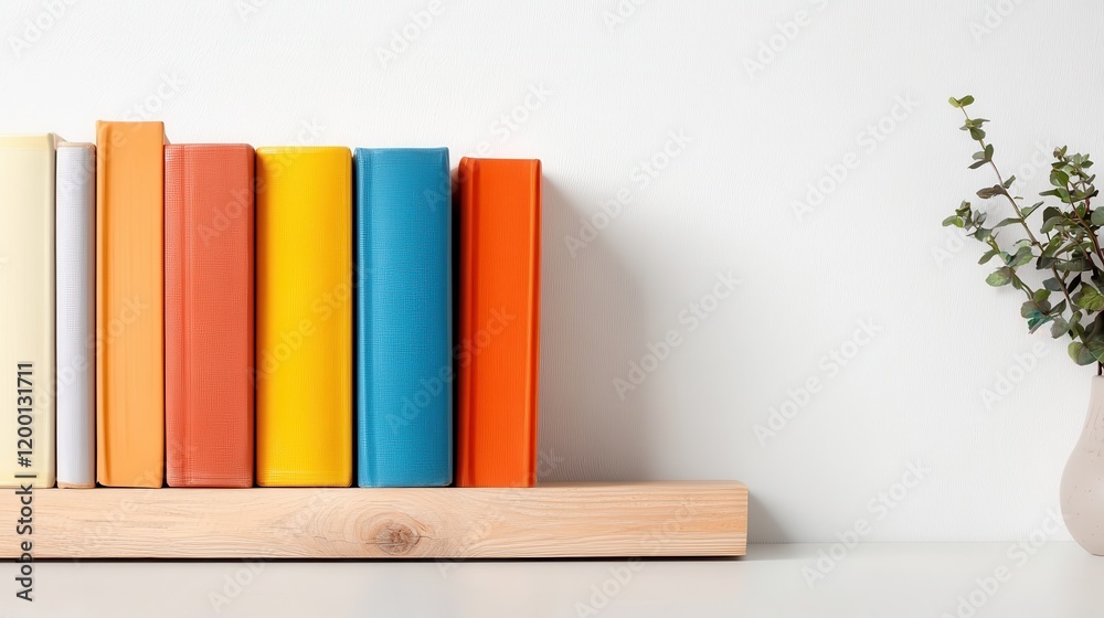 Naklejka premium Old books on a minimalist shelf showcasing vintage charm and character