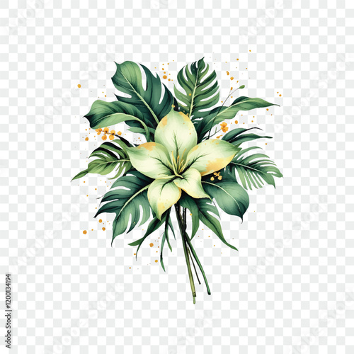 Watercolor vector flower isolated on transparent background. Floristic element