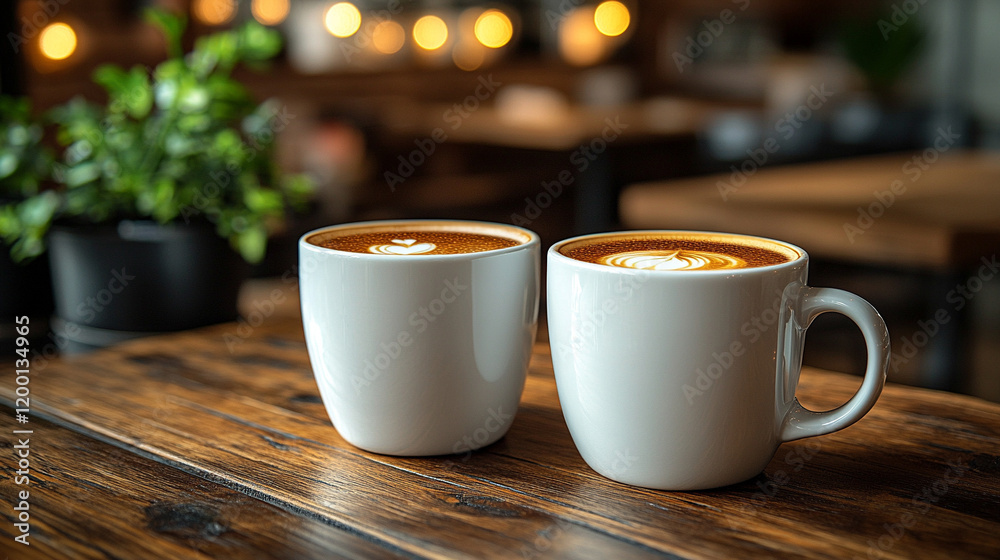 Two coffee cups side by side on a modern table symbolizing casual teamwork and collaboration blurred background offers empty caption space representing simplicity balance and connection in discussions Two coffee cups side by side on a modern table symbolizing casual teamwork and collaboration blurred background offers empty caption space representing simplicity balance and connection in discussions
