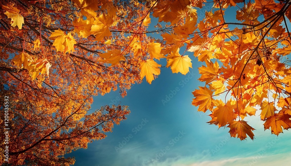fall maple branches with leaves on blue sky historical past fall maple branches with leaves on blue sky historical past