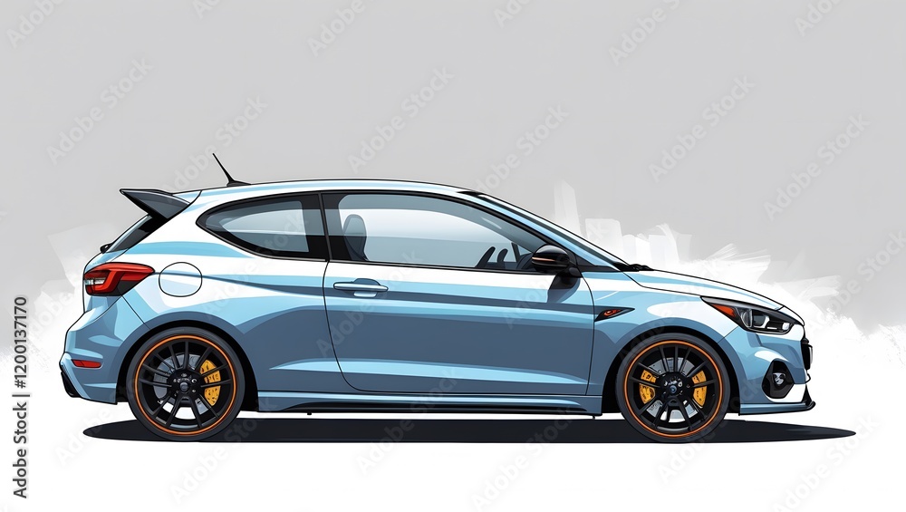 Naklejka premium Dynamic Compact Hatchback Illustration 