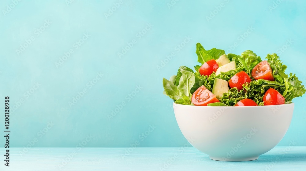Delicious salad in a bowl for a healthy meal with copy space for text Delicious salad in a bowl for a healthy meal with copy space for text