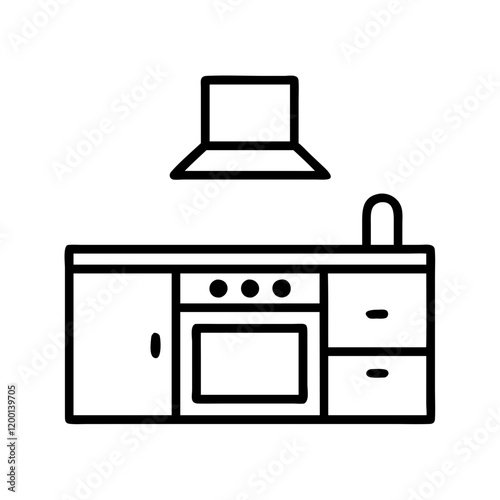 kitchen icon, kitchen line art - simple line art of kitchen, perfect for kitchen logos and icons and themed design 