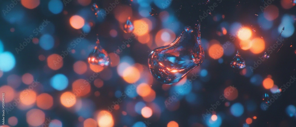Raindrops on glass create a vibrant texture with blurred city lights in the background Raindrops on glass create a vibrant texture with blurred city lights in the background