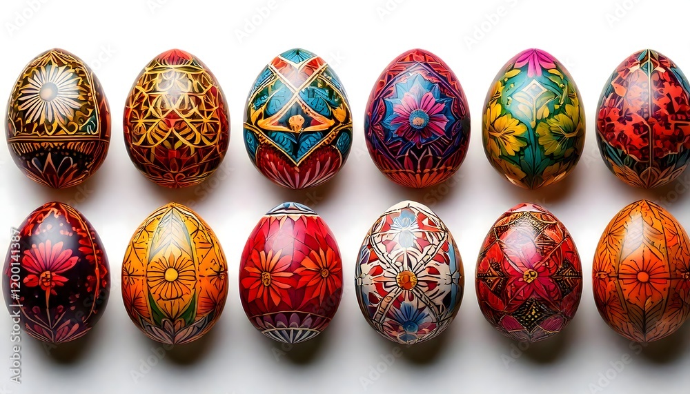 Beautifully designed Easter eggs with traditional and modern patterns in vivid hues Beautifully designed Easter eggs with traditional and modern patterns in vivid hues