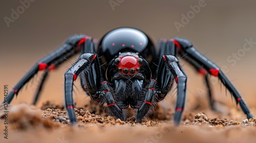 Black widow spider waiting for prey