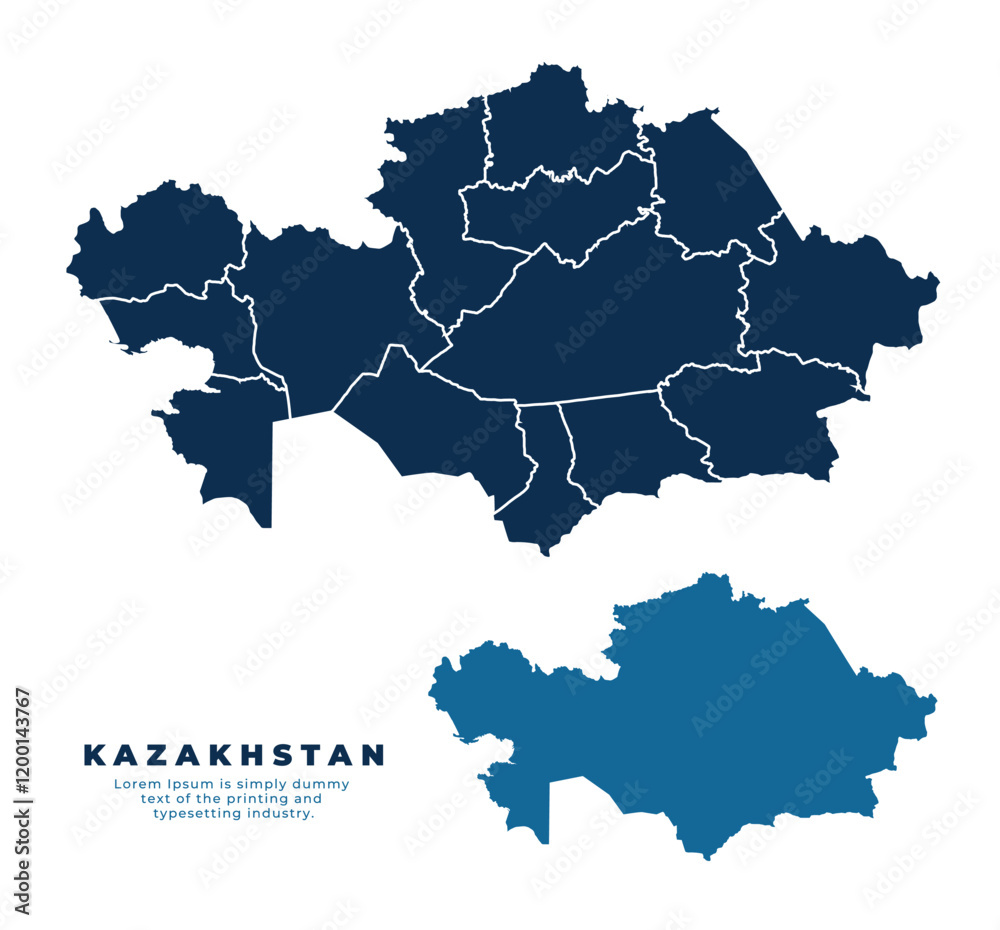 Fototapeta premium Kazakhstan political map and simple flat vector illustration
