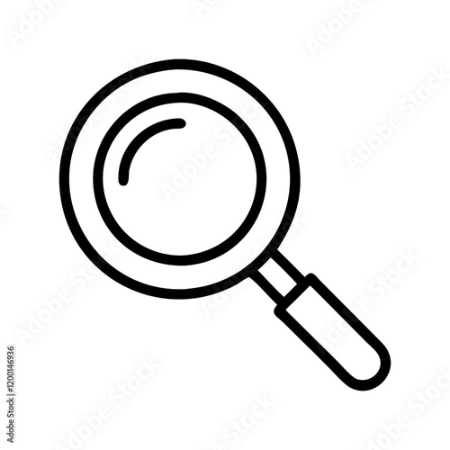 magnifying glass icon, magnifying glass line art - simple line art of magnifying glass, perfect for magnifying glass logos and icons and themed design 