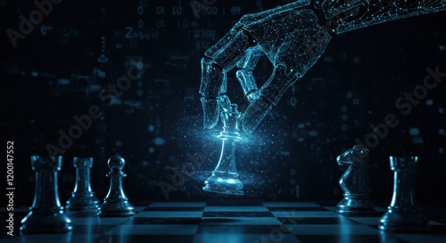 An AI hand moves a king on a chessboard, representing the connection between artificial intelligence and creativity