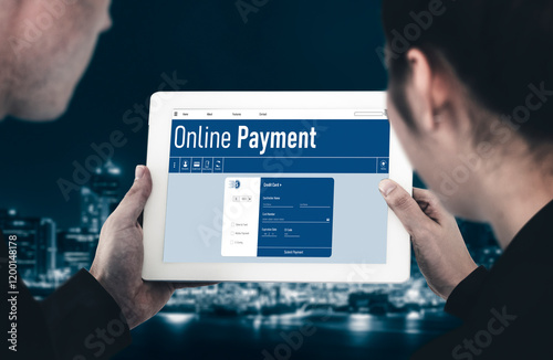 Online payment platform for modish money transfer on the internet netowrk photo