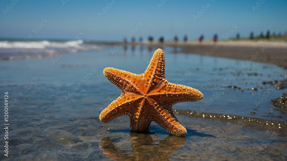 Child’s Hand Holding a Starfish at the Shoreline Child’s Hand Holding a Starfish at the Shoreline