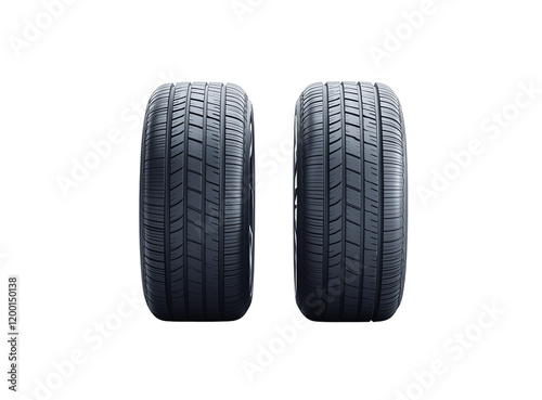  a Two new tires isolated on a transparent background 