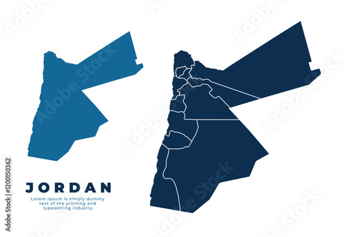 Jordan political map and simple flat vector illustration