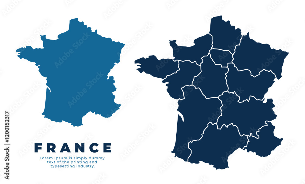 Fototapeta premium France political map and simple flat vector illustration
