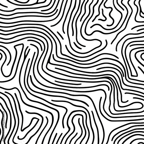seamless abstract black and white wavy random line pattern