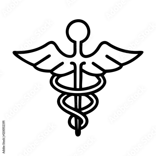 medical caduceus symbol icon, medical caduceus symbol line art - simple line art of medical caduceus symbol, perfect for medical caduceus symbol logos and icons and themed design 