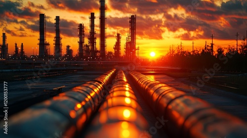 A wide banner showcasing the petrochemical industry and oil and gas energy sector, highlighting rising price charts, increased crude oil production, and commodity trading and investment statistics.