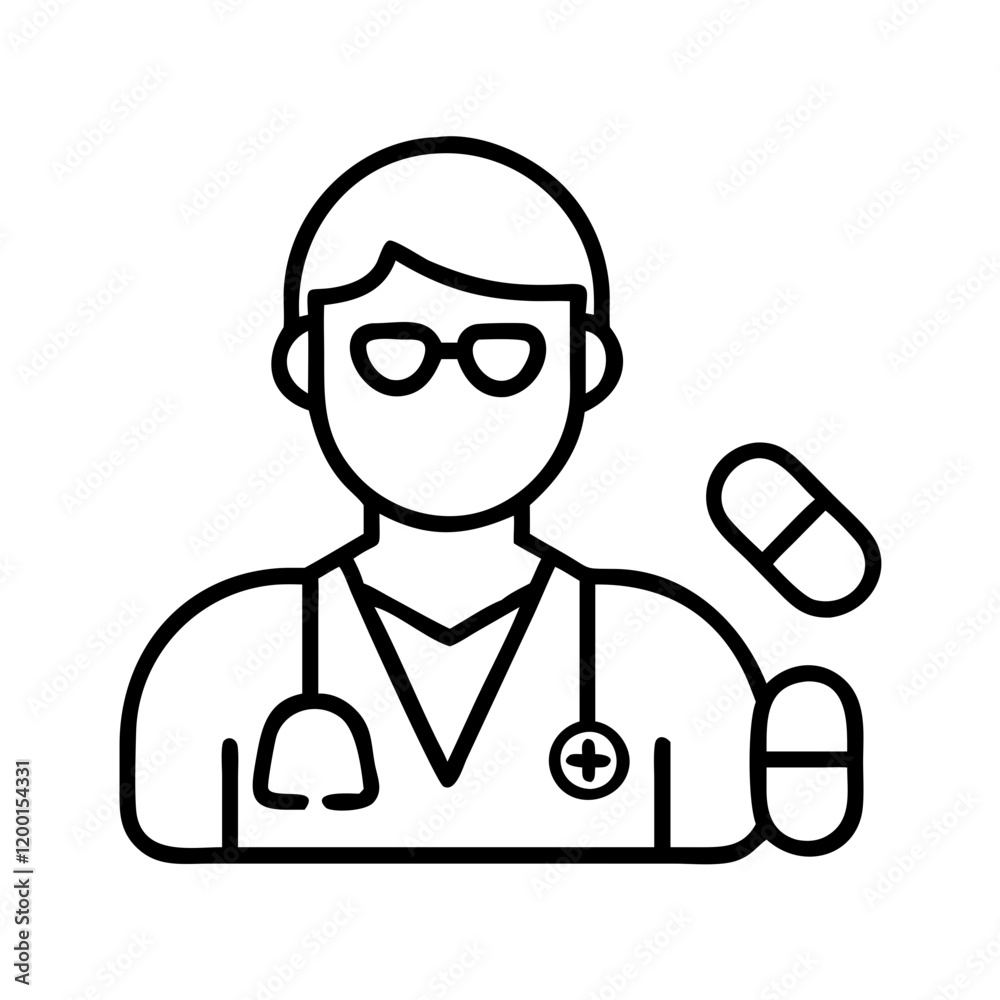 medicine doctor icon, medicine doctor line art - simple line art of medicine doctor, perfect for medicine doctor logos and icons and themed design medicine doctor icon, medicine doctor line art - simple line art of medicine doctor, perfect for medicine doctor logos and icons and themed design