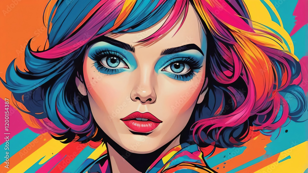 Obraz premium Colorful Pop Art Portrait of a Woman