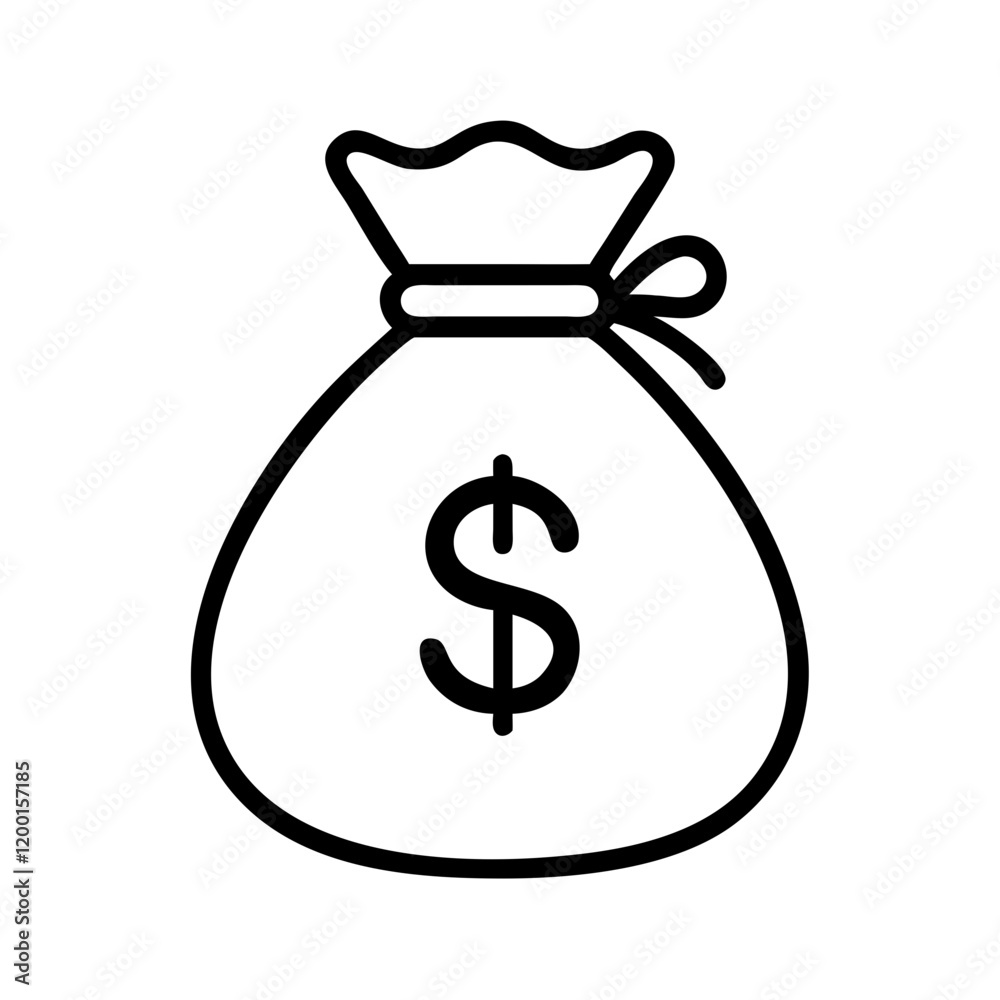 money bag icon, money bag line art - simple line art of money bag, perfect for money bag logos and icons and themed design money bag icon, money bag line art - simple line art of money bag, perfect for money bag logos and icons and themed design