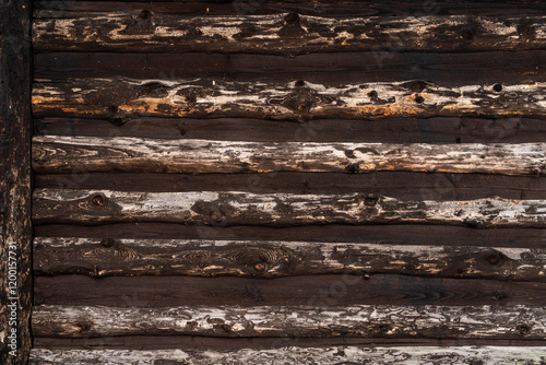 Wooden texture from old boards that build a wall.
