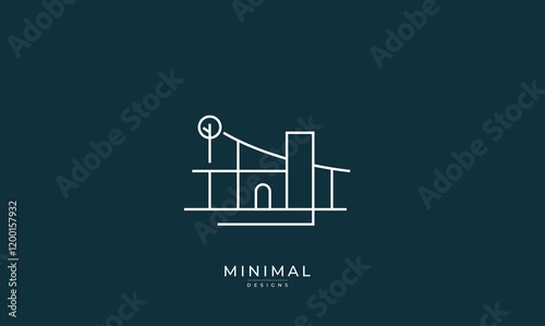 A line art icon logo a modern stylish house, home , villa , holiday home , Air bnb