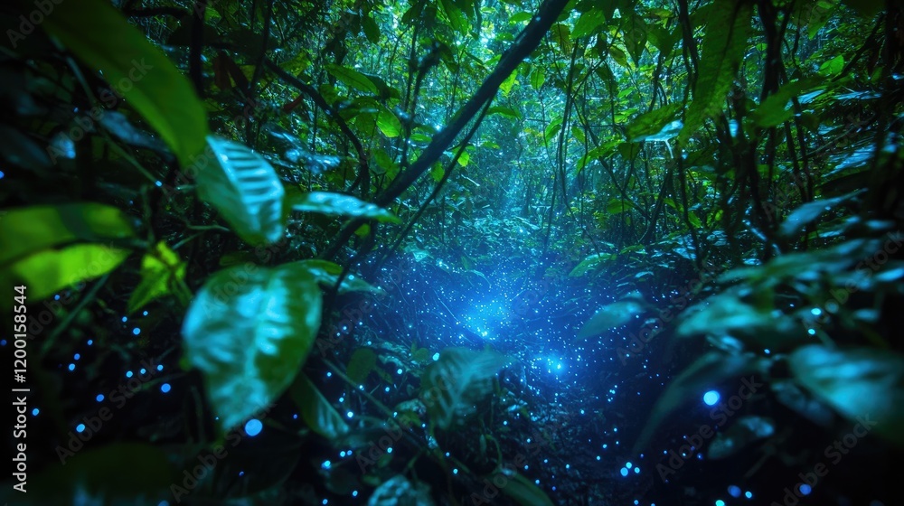 Obraz premium Enchanted Forest: A Night of Bioluminescence