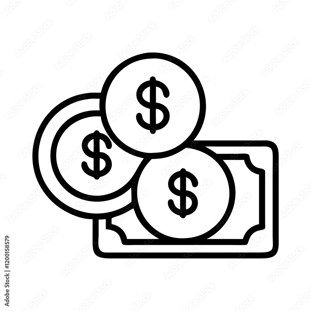 money icon, money line art - simple line art of money, perfect for money logos and icons and themed design money icon, money line art - simple line art of money, perfect for money logos and icons and themed design