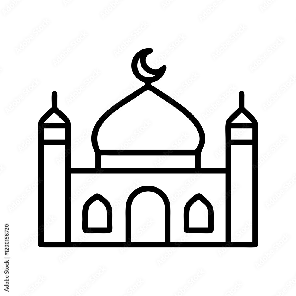 mosque icon, mosque line art - simple line art of mosque, perfect for mosque logos and icons and themed design mosque icon, mosque line art - simple line art of mosque, perfect for mosque logos and icons and themed design