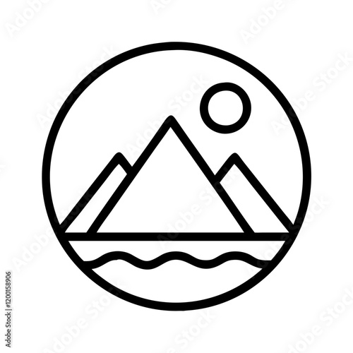 mountain peak logo icon, mountain peak logo line art - simple line art of mountain peak logo, perfect for mountain peak logo logos and icons and themed design  photo