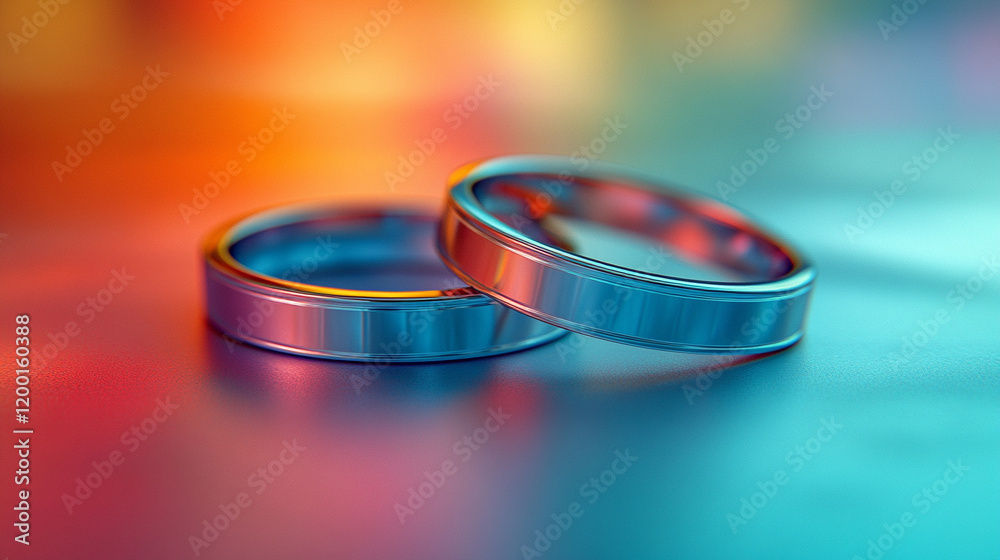 Close-up top view of two elegant wedding rings on a soft pastel color background with ample space for copy, symbolizing love, commitment, and romance, modern and dreamy engagement rings captured with Close-up top view of two elegant wedding rings on a soft pastel color background with ample space for copy, symbolizing love, commitment, and romance, modern and dreamy engagement rings captured with