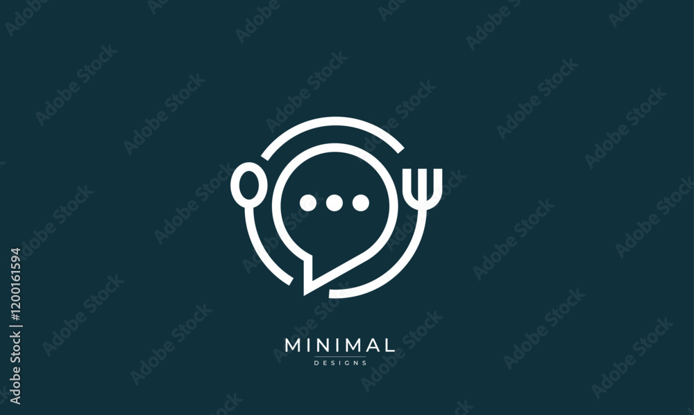 Naklejka premium Minimal food talk logo / speech bubble logo / food chat logo / table talk logo 