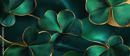 Luxurious Emerald Clover Pattern Background