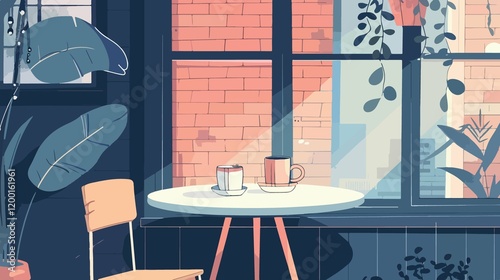 Cozy Table Window Coffee Reading photo