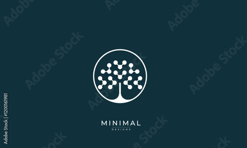molecule tree logo design / connection technology / digital technology tree logo / dots joined tree 