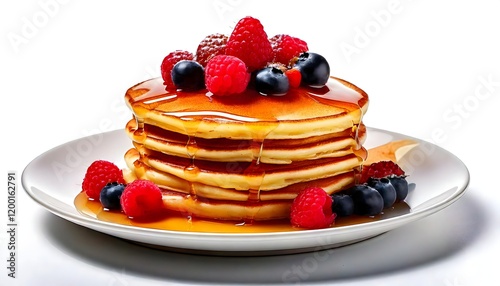 Wallpaper Mural Golden Pancakes Served with Blueberries, Raspberries, and Syrup Torontodigital.ca