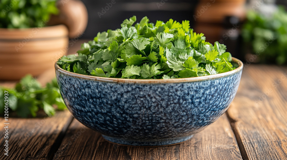 Fresh coriander leaves in a bowl on a minimalist surface with a blurred background and empty space on the side symbolizing balance, health, and flavor in a modern culinary setting
Fresh coriander leaves in a bowl on a minimalist surface with a blurred background and empty space on the side symbolizing balance, health, and flavor in a modern culinary setting
