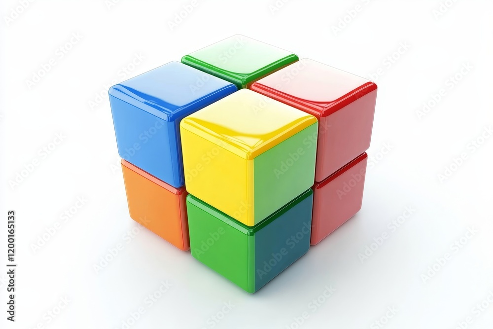 teamwork business concept - cube assembling from blocks, Generative AI teamwork business concept - cube assembling from blocks, Generative AI