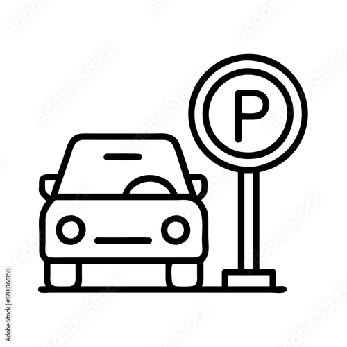 parking icon, parking line art - simple line art of parking, perfect for parking logos and icons and themed design 