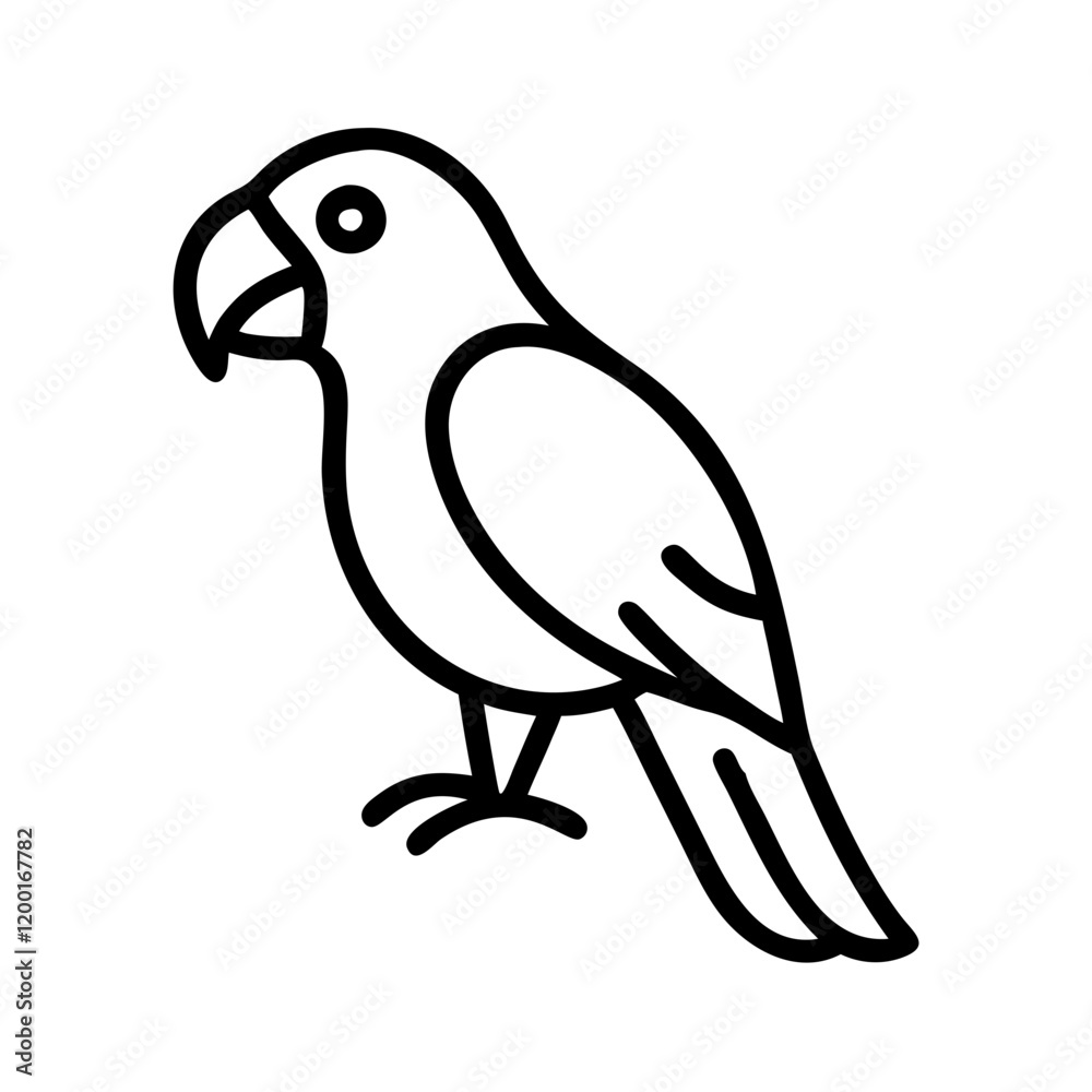 parrot icon, parrot line art - simple line art of parrot, perfect for parrot logos and icons and themed design 