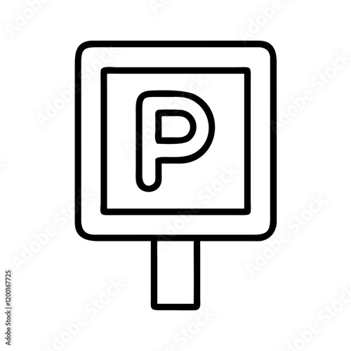 parking sign icon, parking sign line art - simple line art of parking sign, perfect for parking sign logos and icons and themed design 