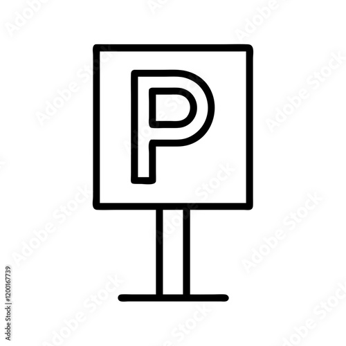 parking sign icon, parking sign line art - simple line art of parking sign, perfect for parking sign logos and icons and themed design 