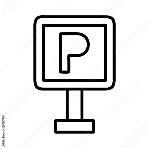 parking sign icon, parking sign line art - simple line art of parking sign, perfect for parking sign logos and icons and themed design 