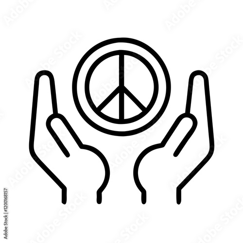 peace icon, peace line art - simple line art of peace, perfect for peace logos and icons and themed design 