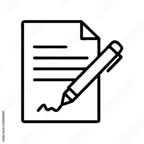 pen signing a contract icon, pen signing a contract line art - simple line art of pen signing a contract, perfect for pen signing a contract logos and icons and themed design 