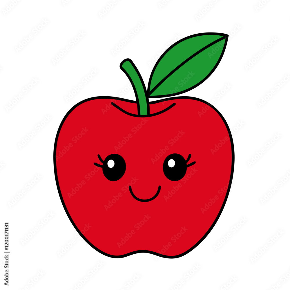 Apple Vector Art Illustration - Flat Apple Fruit Design Apple Vector Art Illustration - Flat Apple Fruit Design