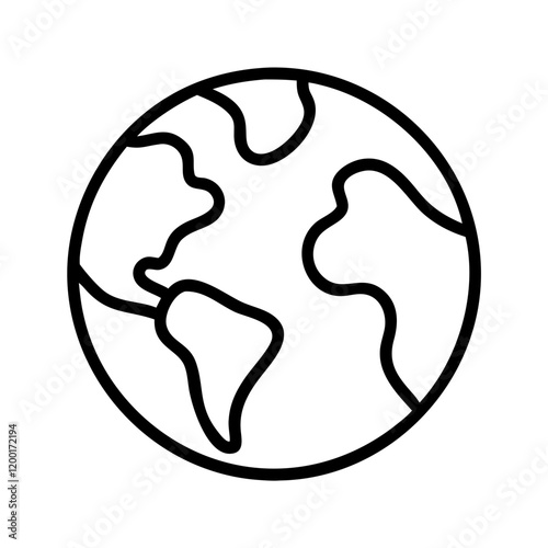 planet earth icon, planet earth line art - simple line art of planet earth, perfect for planet earth logos and icons and themed design 